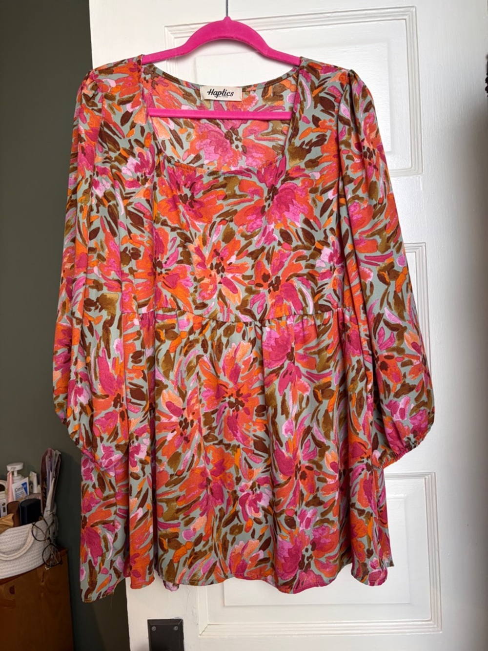 Haptics Pink Floral Peasant Blouse